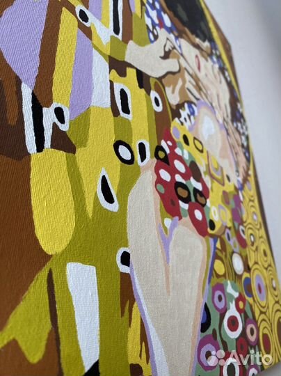 Картина интерьерная акрилом Густав Климт «Поцелуй»