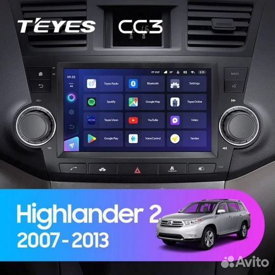 Магнитола Teyes CC3 2K 4/64 для Toyota Highlander