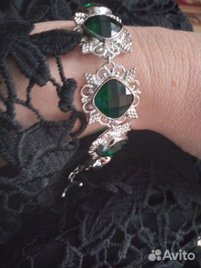 Браслет серебряный с тонир.кварцем 925, 22 см