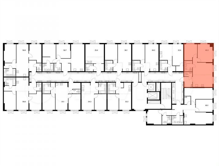 3-к. квартира, 60,2 м², 12/15 эт.
