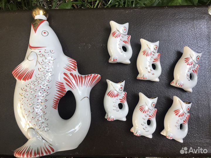 Графин рыбка,посуда из глины, чугун СССР