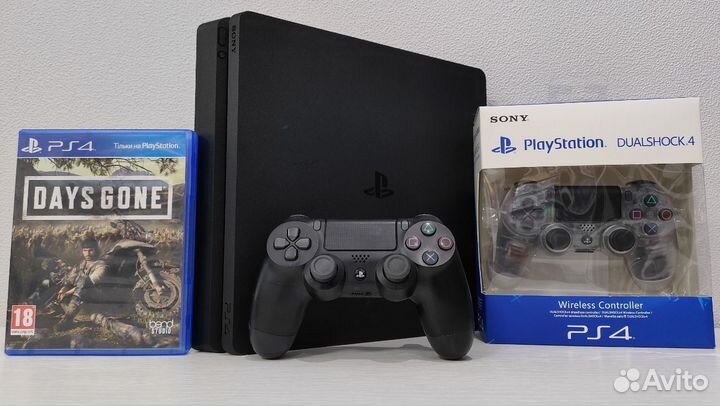 Sony PS4 Slim + 109 игр + 2 геймпада