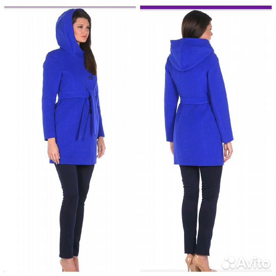 Пальто женское демисезонное синее(васильковое)