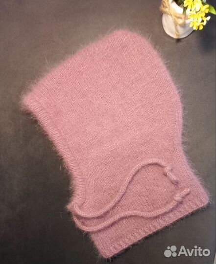 Капор, капюшон вязаный из пуха норки