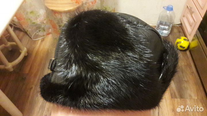 Шапка- ушанка подростковая кожаная с мехом