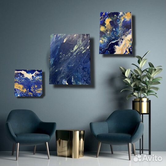 Картина в интерьер абстракция флюид-арт