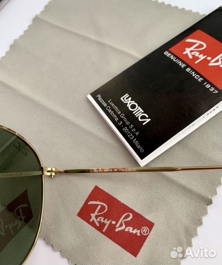 Очки ray ban round metal зеленые