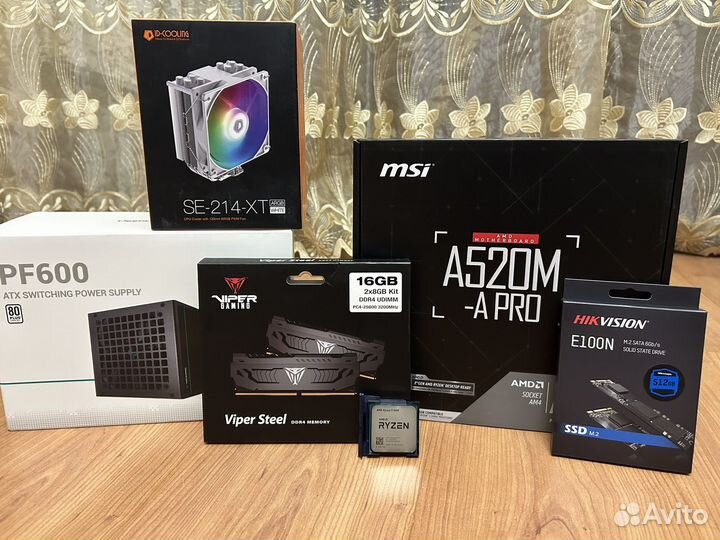 Комплект a520/ryzen 5500/16gb/512ssd/214xt/600pf