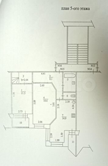 3-к. квартира, 76,1 м², 5/5 эт.