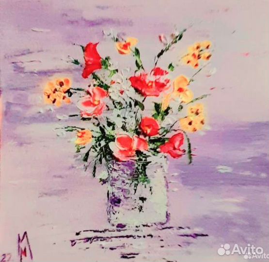 Букет цветов картина маслом 