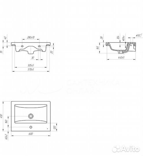 Мебельная раковина Cersanit Como 60
