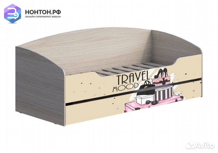 Кровать с ящиком Мийа-3А 0.8 м ясень шимо светлый