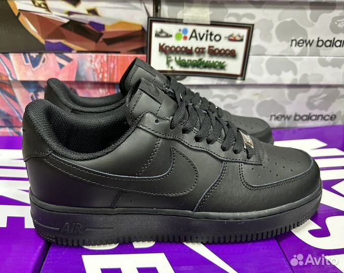 Кроссовки Nike Air Force 1 Black. Качество Luxe