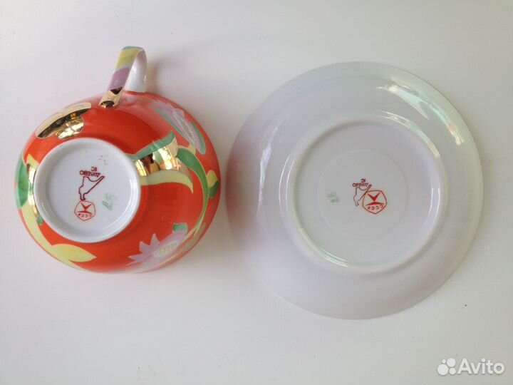 Чайная пара Дулево СССР 70-е Золотой олень. Новая