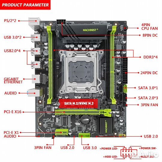 Комплект 16 потоков (E5-2650V2 + Плата) (LGA2011)