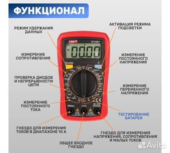 Компактный цифровой мультиметр UNI-T UT33B+ Новый