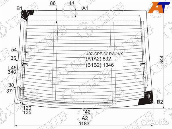 Стекло заднее peugeot 407