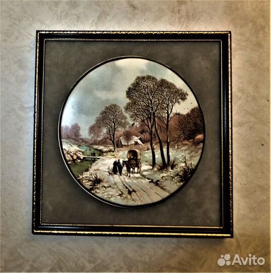 Винтажное панно фарфоровое, Англия, 20х20см