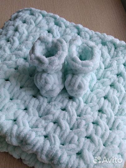 Детский плед и пинетки из Ализе Пуффи под заказ