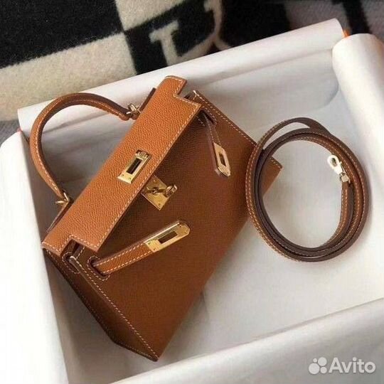 Сумка женская Hermes Kelly mini яркий brown-camel