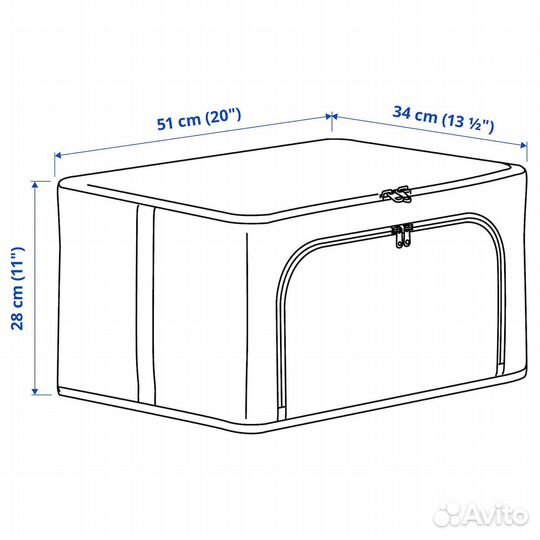 Hemmafixare IKEA 905.039.16 Коробка для одежды 34x51x28 см. Полосатый/Белый/Серый