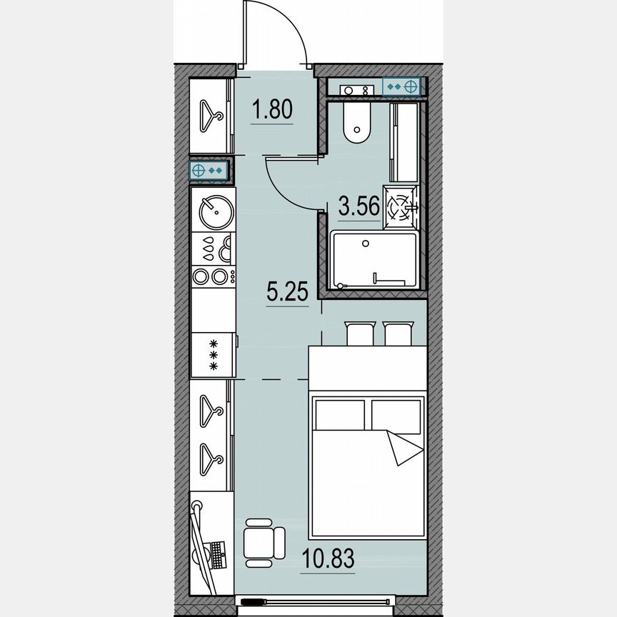 Квартира-студия, 21,5 м², 13/17 эт.