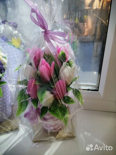 Букеты тюльпанов из мыла