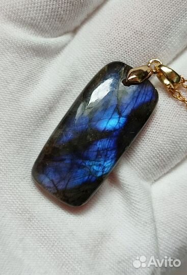 Лабрадорит кулон 31х15мм на цепочке