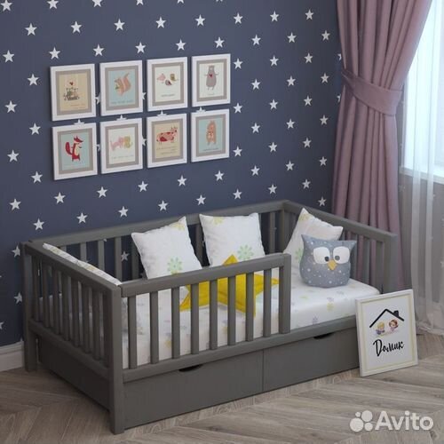 Кроватка от 2х лет берёза сингл с бортиком