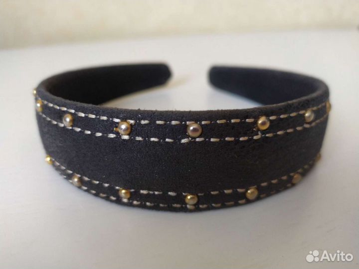 Ободок для волос кожаный Италия