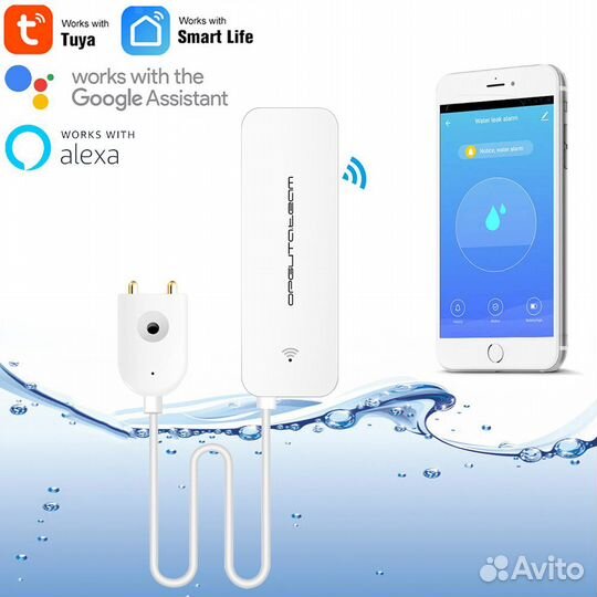 Умный датчик протечки воды (Wi-Fi, 2*AAA)
