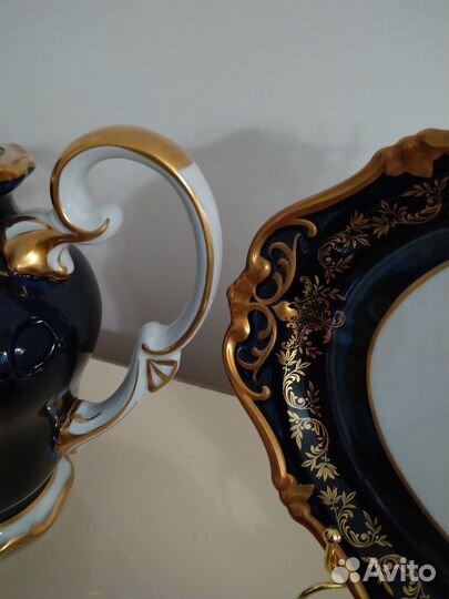 Блюдо, масленка, Weimar, Katharina, кобальт, ГДР