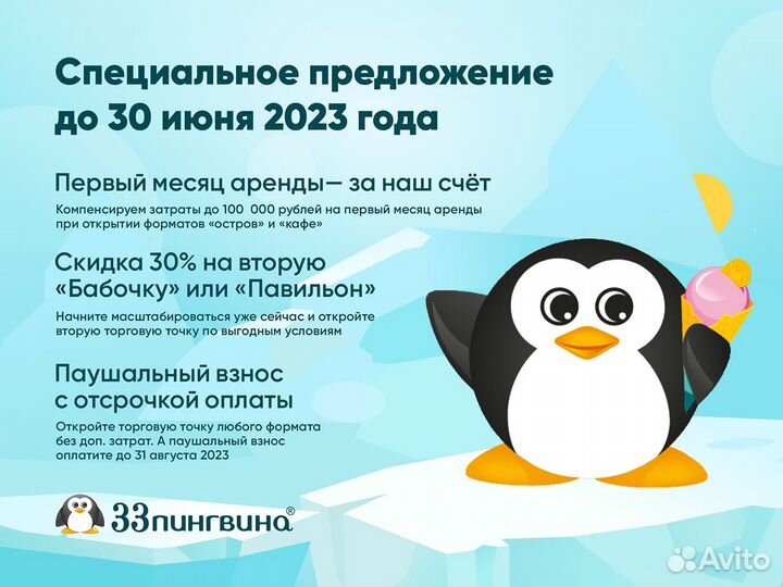 Франшиза мороженое и десерты «33 пингвина»