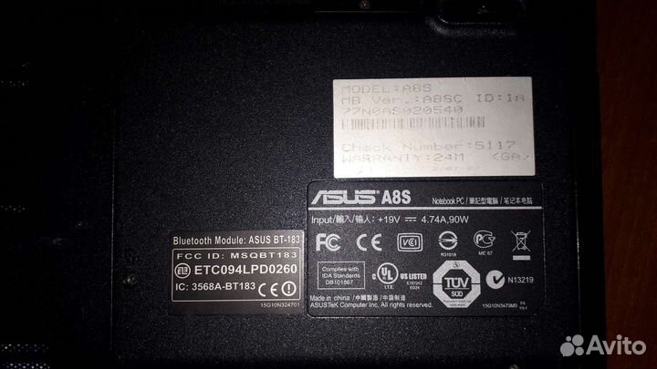 Ноутбук asus A8s
