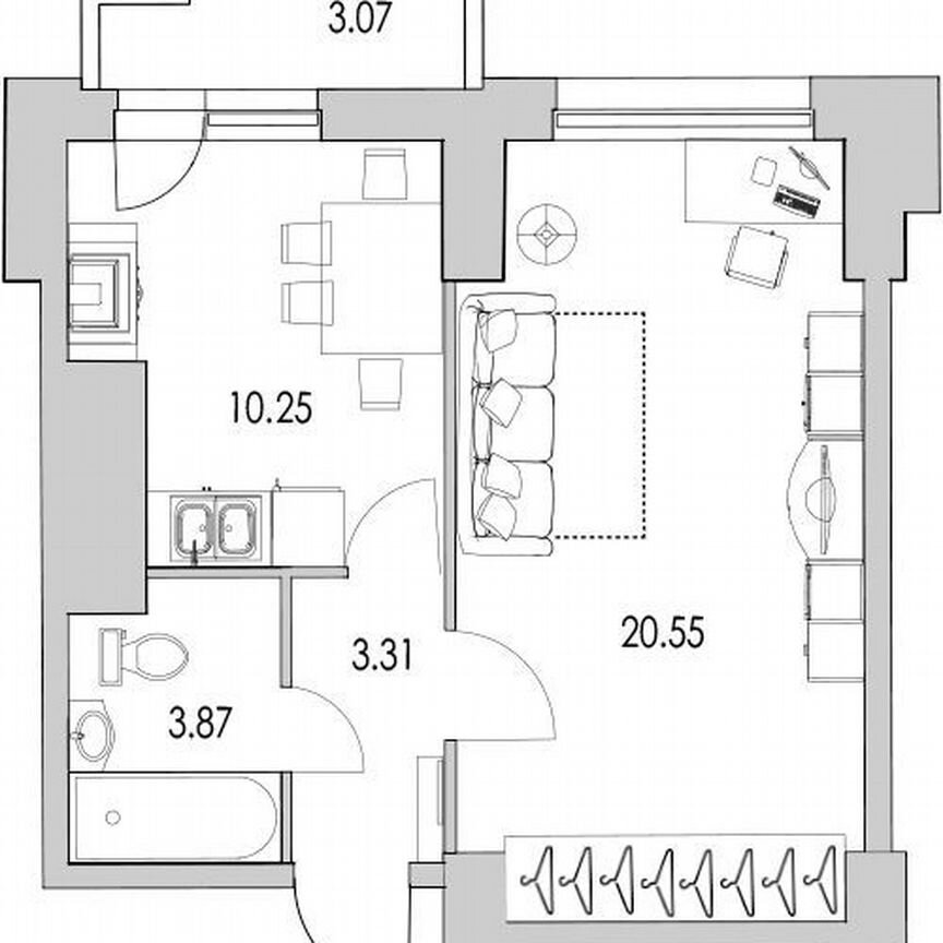 1-к. квартира, 41,1 м², 20/25 эт.