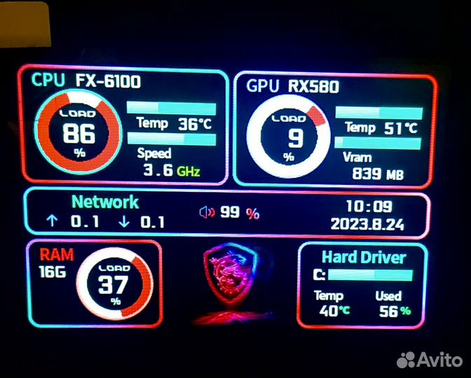 Мини-монитор 3,5 дюйма, (aida64) USB-Type-C