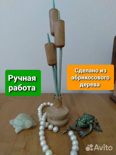 Статуэтка деревянная: Букет рогоза