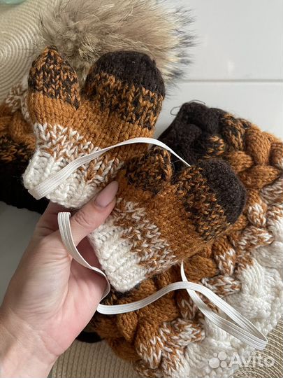 Шапка снуд и варежки