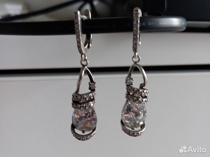 Серебряные серьги горным хрусталем