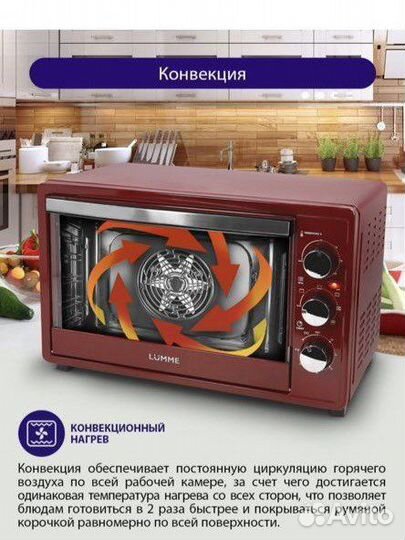 Настольная мини печь Lumme 33 л новая