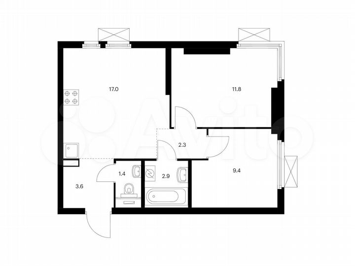 2-к. квартира, 48,4 м², 33/33 эт.