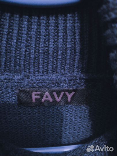 Туника-платье вязаная теплая, свитер синий