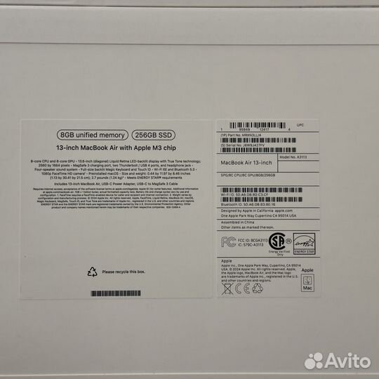 Новый MacBook Air 13 M3 (2024) 8/256gb Space Gray