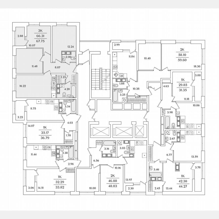 3-к. квартира, 67,8 м², 18/22 эт.