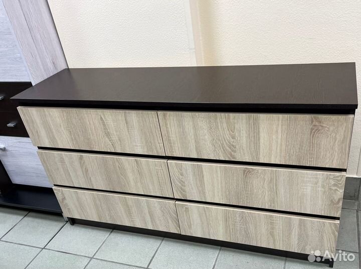 Сура Комод 6 ящиков (Венге/сонома) 1384х770х400