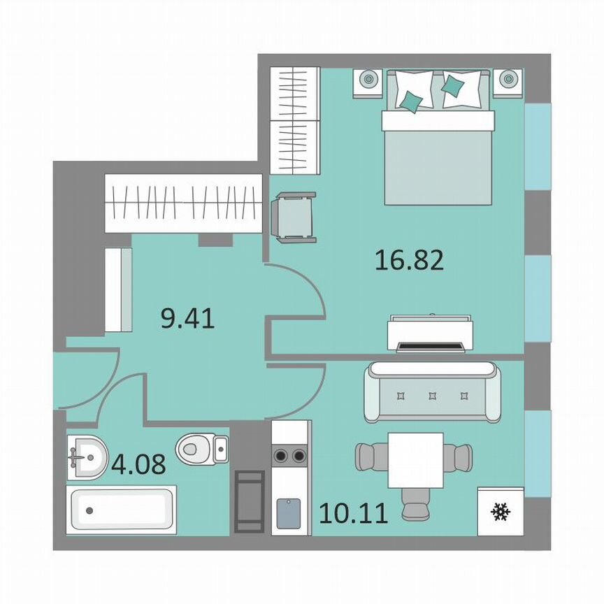 1-к. апартаменты, 40,2 м², 8/13 эт.