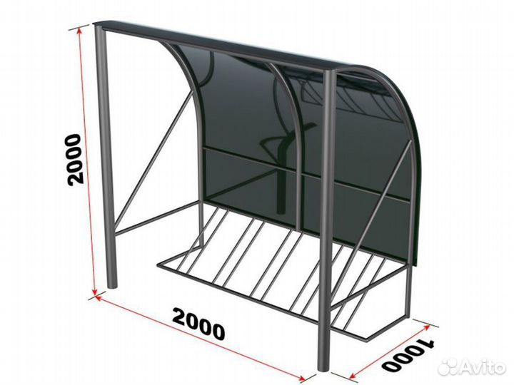 Велопарковка с навесом на 5 мест Pioner A10104