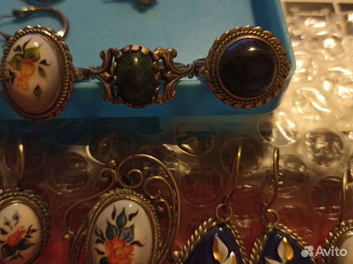 Украшения из СССР. финифть мельхиор эмаль