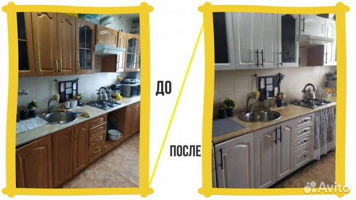 Замена фасадов кухни / переклейка пленки