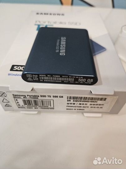 500 гб Внешний SSD Samsung T5 (MU-PA500B) оригинал